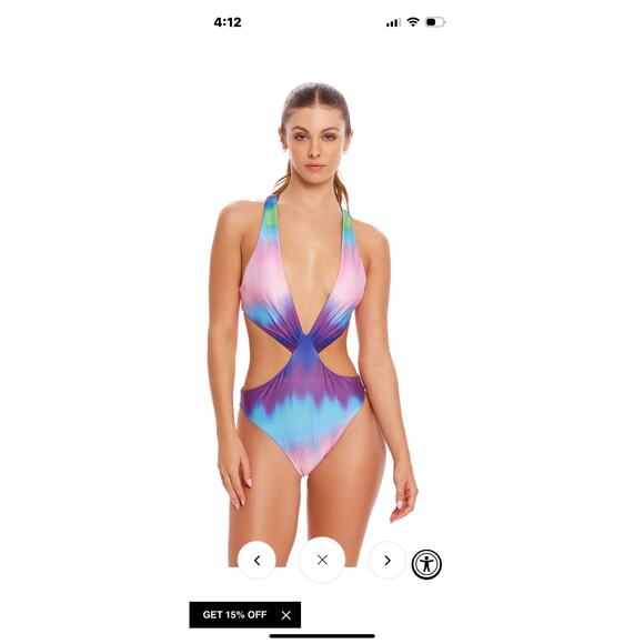 Ague Bendita Vini Malibu One-Piece Crisscross Front Cutouts Open Back Medium - Picture 8 of 9